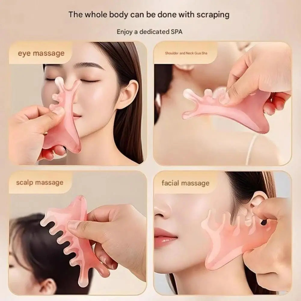 Head Massage Scalp Four-in-one Massage Comb Meridian Scalp Resin Scalp Massage Comb Head Unblocking Face Nose Massager Guasha Peaceful Pleasures Health and Wellness