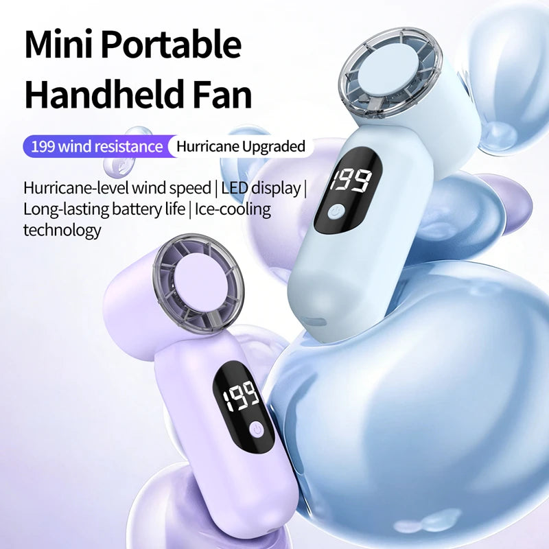 Lenovo Mini Pocket Fan USB Charging Digital Display Outdoor Quiet Operation Portable High Speed Turbo Small Fan For Office Peaceful Pleasures Health and Wellness
