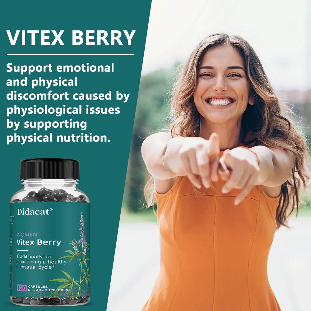 Vitex Berry Extract Capsules, Herbal Nutritional Supplement for Women Menopause, Supports Sleep, Gentle Physical & Emotional Peaceful Pleasures Health and Wellness