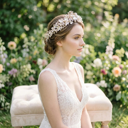 Bridal Alloy Rhinestone Crown Headpiece Gold Silver Wedding Accessory For Bride Peaceful Pleasures Health and Wellness