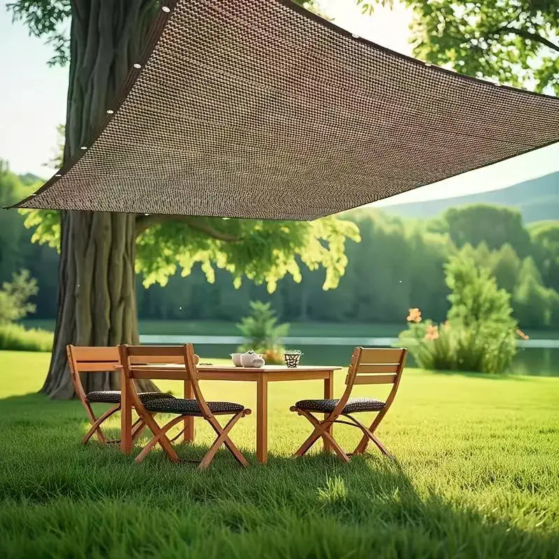 Coffee UV Sun Shade Sail – HDPE Net for Patio, Garden & Pool