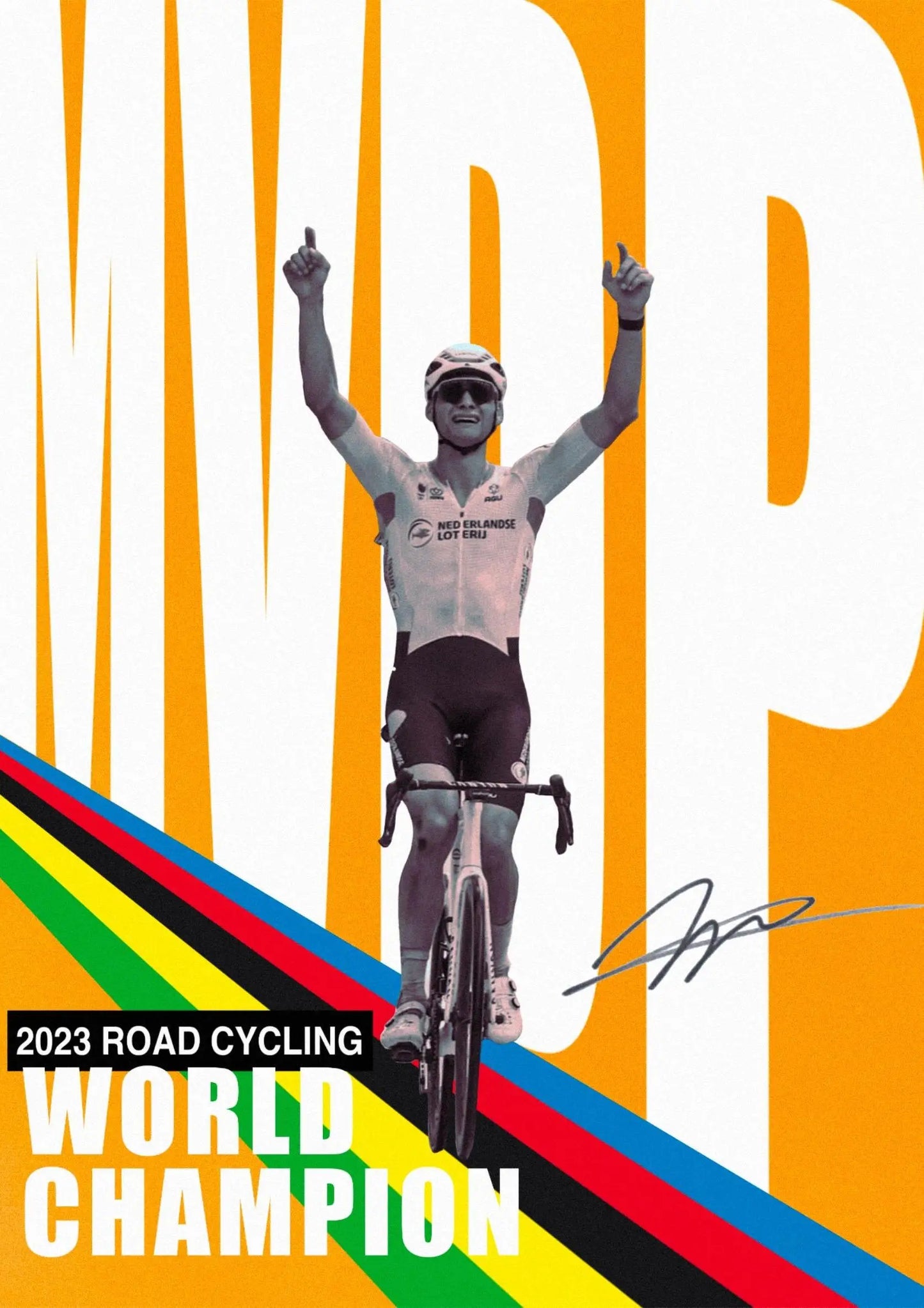 Cycling World Champion Tadej Pogacar Posters Sports Prints Mathieu Van Der Poel Canvas Painting Wall Picture Home Room Decor Peaceful Pleasures Health and Wellness CJ55264 40x60cm Unframed