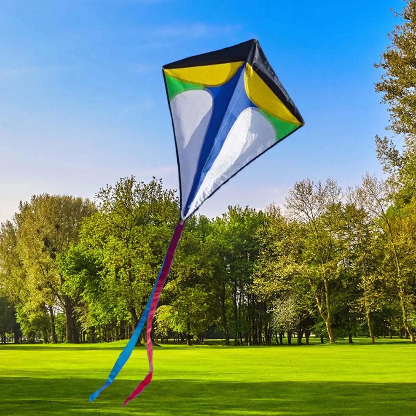 Diamond Kite with Long Tail – Easy-Fly Stunt Kite for Kids
