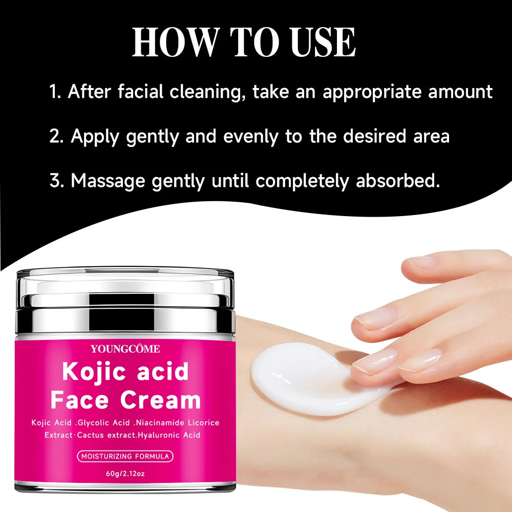 YOUNGCOM 30G/60G Kojic Acid Cream With Niacinamide Hyaluronic Acid , Non-Greasy and LightweightSuitable for All Skin Types Peaceful Pleasures Health and Wellness