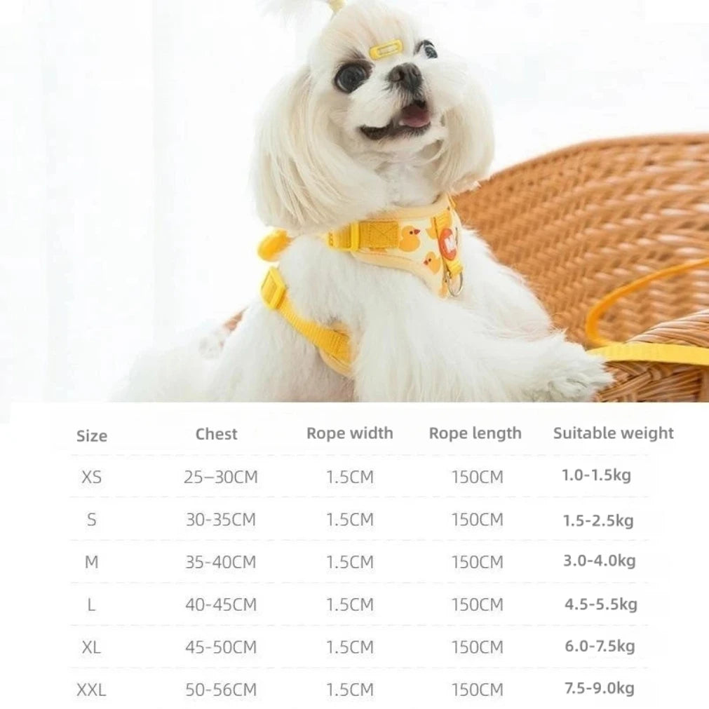 Cartoon Duck Dog Harness & Leash Set | Adjustable Pet Vest