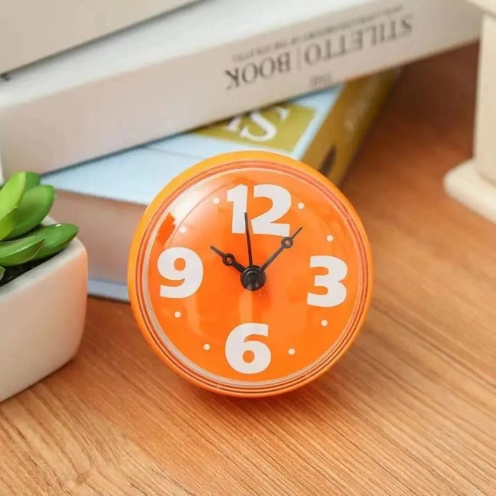 Waterproof Wall Clock With Silicone Suction Cup For Bathroom Shower Peaceful Pleasures Health and Wellness Orange