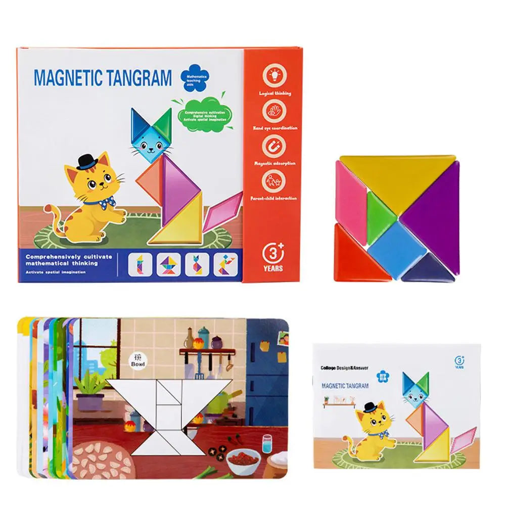Magnetic Tangram Puzzle for Kids | Montessori Learning Toy
