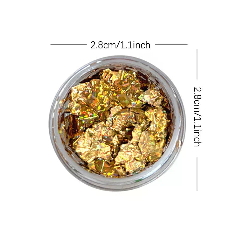 1Box Gold Foil Fragment Nail Glitter For DIY Nails Sticker Art Nail Decorations Multi Color Gold Leaf Flakes Peaceful Pleasures Health and Wellness