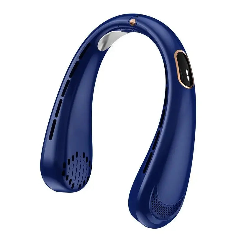 Hanging Neck Bladeless Fan 720° Multi Angle Adjustable Portable Usb Charging Fan Ice Ceramic Cooling Chip Mini Fan Peaceful Pleasures Health and Wellness Blue