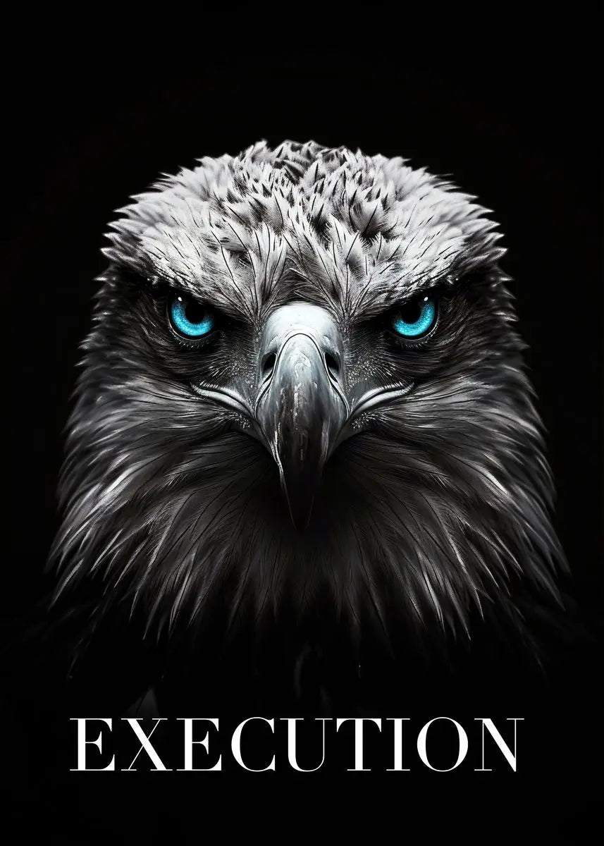 Black Eagle Lion Wolf Canvas Wall Art | Animal Poster Print