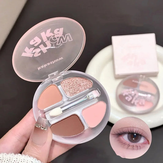 4-Color Shimmer Matte Eyeshadow Palette | Nude Rose Pink Glitter Eyeshadow Palette Peaceful Pleasures Health and Wellness