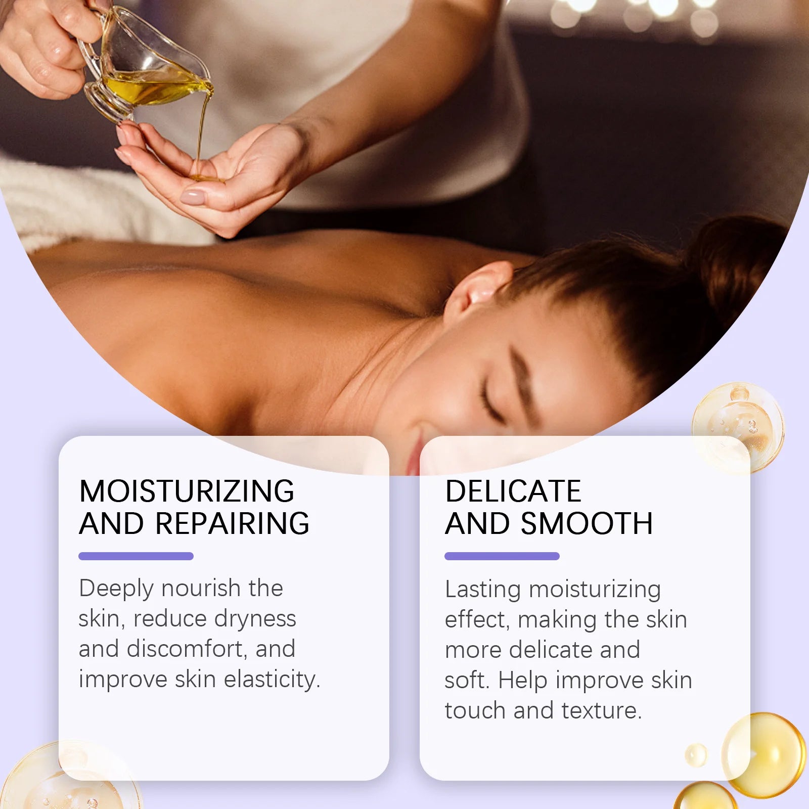 Lavender Nourishing Body Oil Relaxing Brightening Repairing Smoothing Stress Fatigue Relief Calming Softening Soothing Body Oil Peaceful Pleasures Health and Wellness