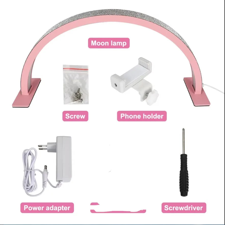 55cm 75cm Half Moon Light Half Moon Nail Desk Lamp with remote mobile phone clip for Eyelash Extension Nail Lash Tattoo Skincare Peaceful Pleasures Health and Wellness