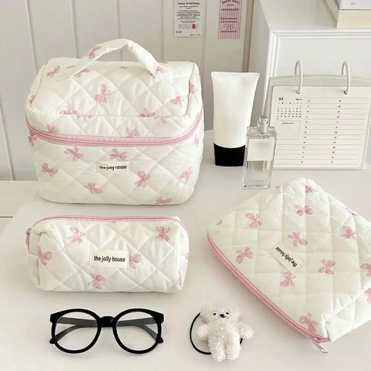 Quilted Floral Makeup Bag Set 3 Sizes Travel Cosmetic Pouch Gift Makeup Bags & Organizers Peaceful Pleasures Health and Wellness
