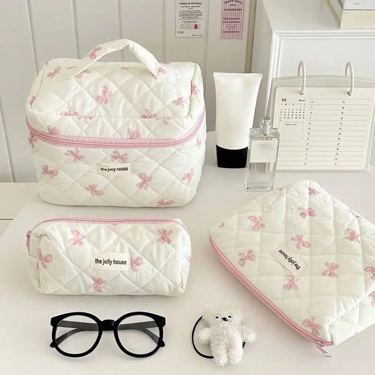 Quilted Floral Makeup Bag Set – 3 Sizes Travel Cosmetic Pouch Cosmetic Bag Set Oasis Select