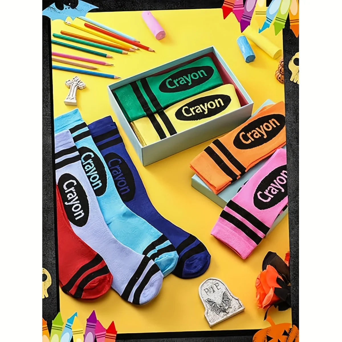 1 Pair of Socks with Random Colors, Football Socks, Sports Socks, Basketball Socks, Pure Cotton, Sweat-Absorbent, Breathable, Odor-Free, Crayon Socks, Colorful Striped Over-The-Knee Socks, Fashionable and Novel, Soft and Snug Peaceful Pleasures Health and Wellness