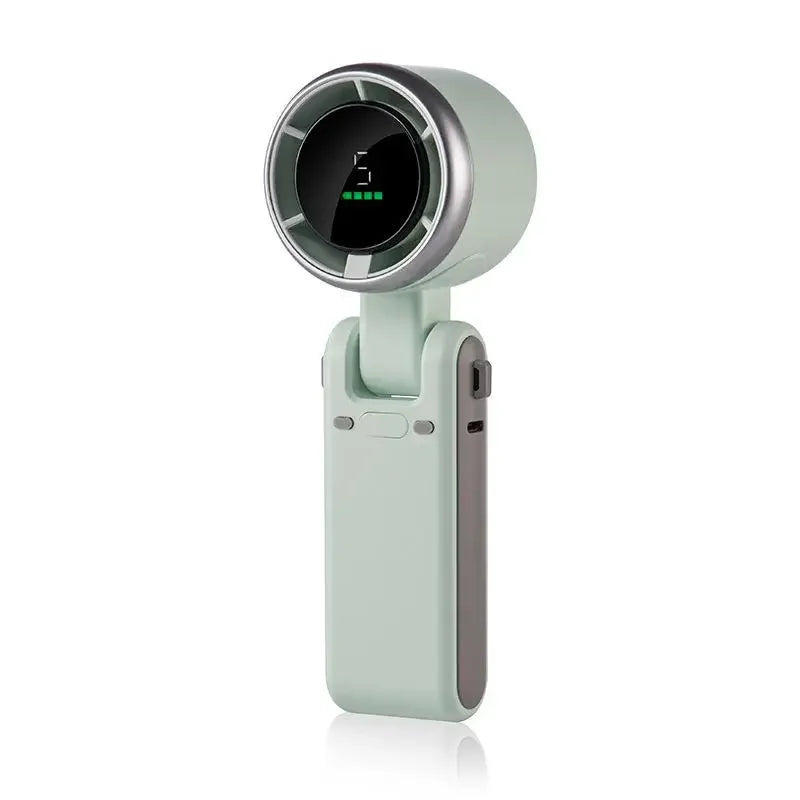 Lenovo Folding Handheld Fan Mini High-speed Digital Display Portable Desktop Usb Charging Hanging Camping Violent Turbo Fan Peaceful Pleasures Health and Wellness Green