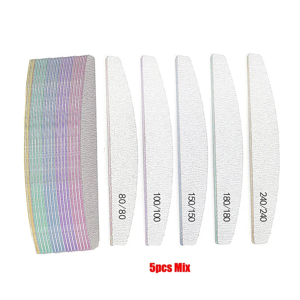 5Pcs/Lot Nail File Mix Color Limas 80/100/150/180/240 Grit Professional Sandpaper Cuticle Remover Buffer Files Manicure Tool Set Peaceful Pleasures Health and Wellness CSX-Mix