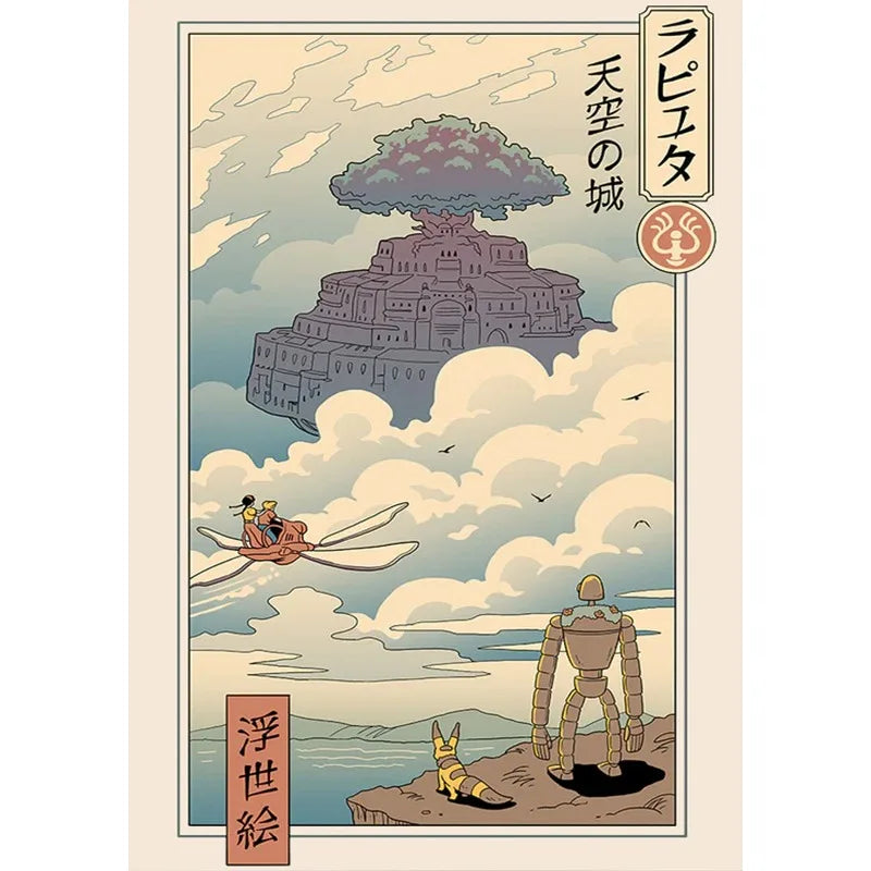 Retro Japanese Anime N-Neighbor Princess Castle Collection Cartoon Poster,Wall Art Printed,Canvas Painting Home Decor Gift Peaceful Pleasures Health and Wellness 2 40x60cm Unframed