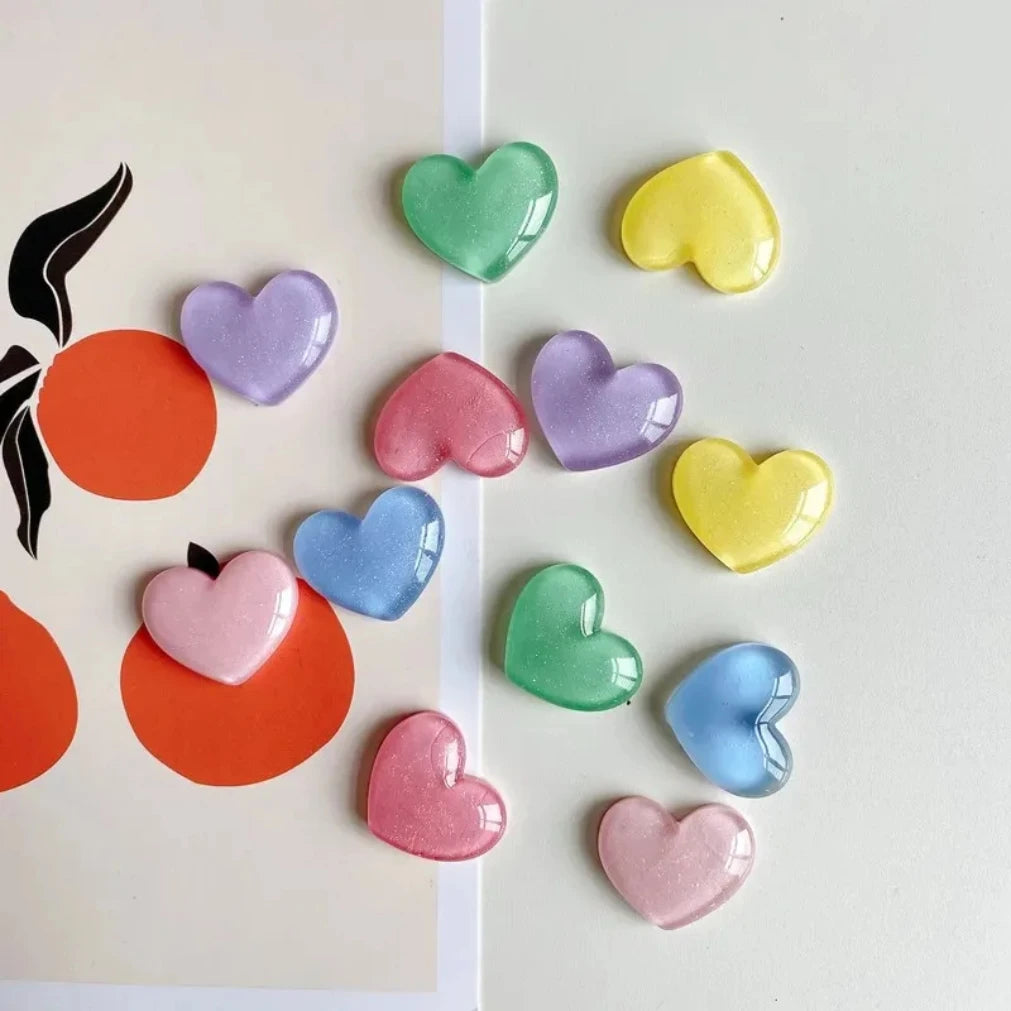 6-Pack Glitter Heart Fridge Magnets | Colorful Home Decor