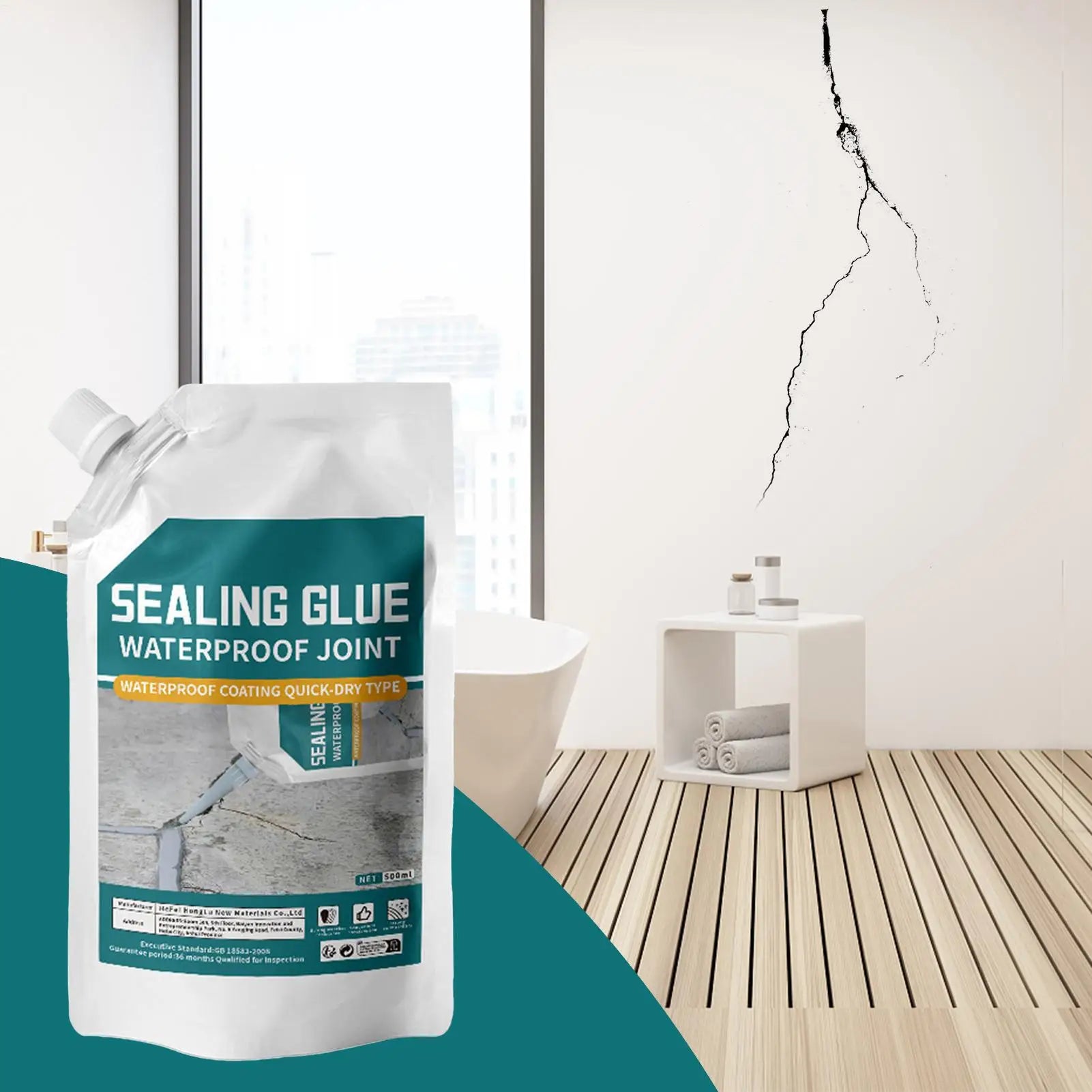 500ml Concrete Crack Filler Sealant Waterproof Quick-Drying Adhesive For Garage Floor Kitchen, Leak Repair For Corners Peaceful Pleasures Health and Wellness