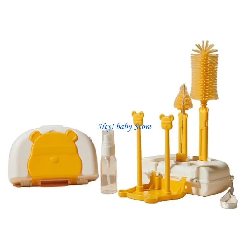 Baby Bottle Brush Set | Silicone Travel Kit & Drying Rack