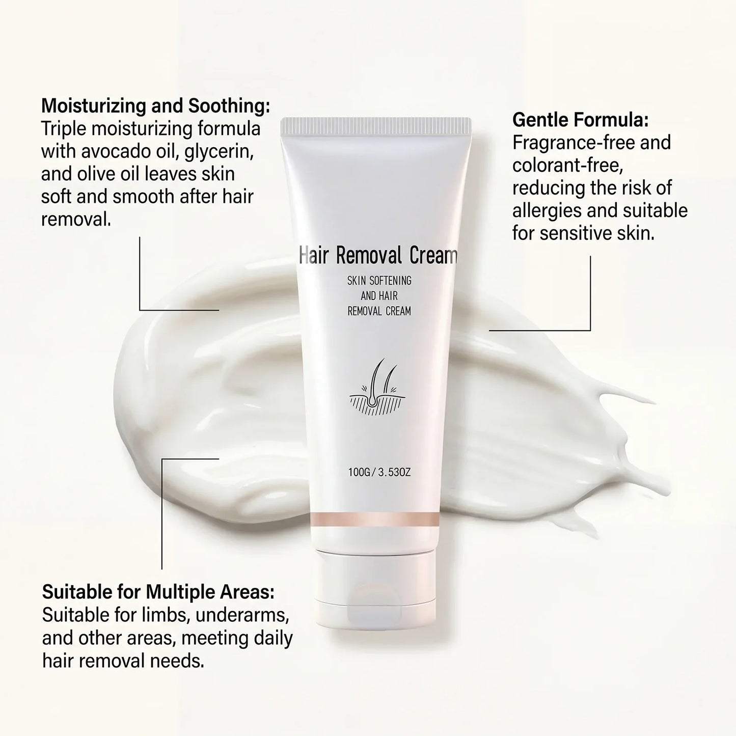 Painless Hair Removal Cream – Gentle & Nourishing 100g