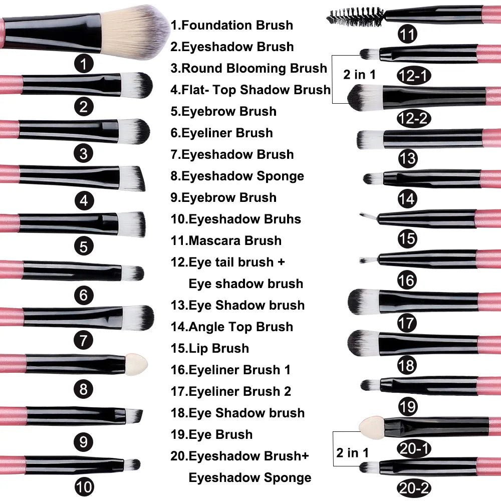 RUNTOIN 20PCS Makeup Brush Set – Eye Shadow & Concealer