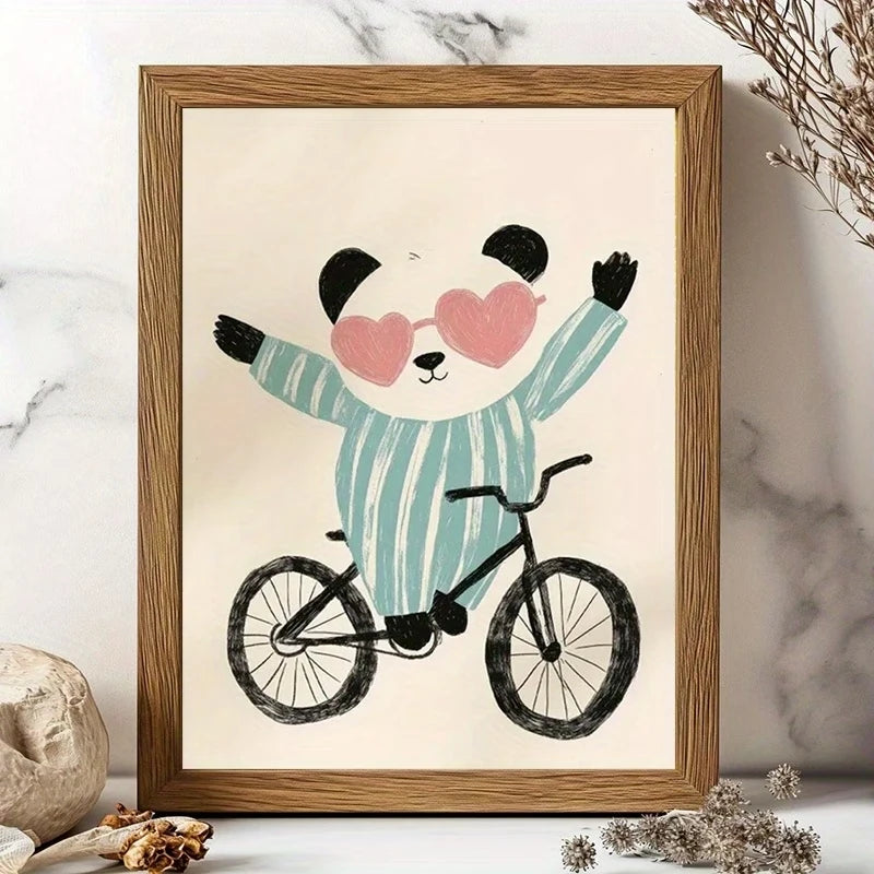 Cute Panda Say Hi Canvas Wall Art Print | Room Decor