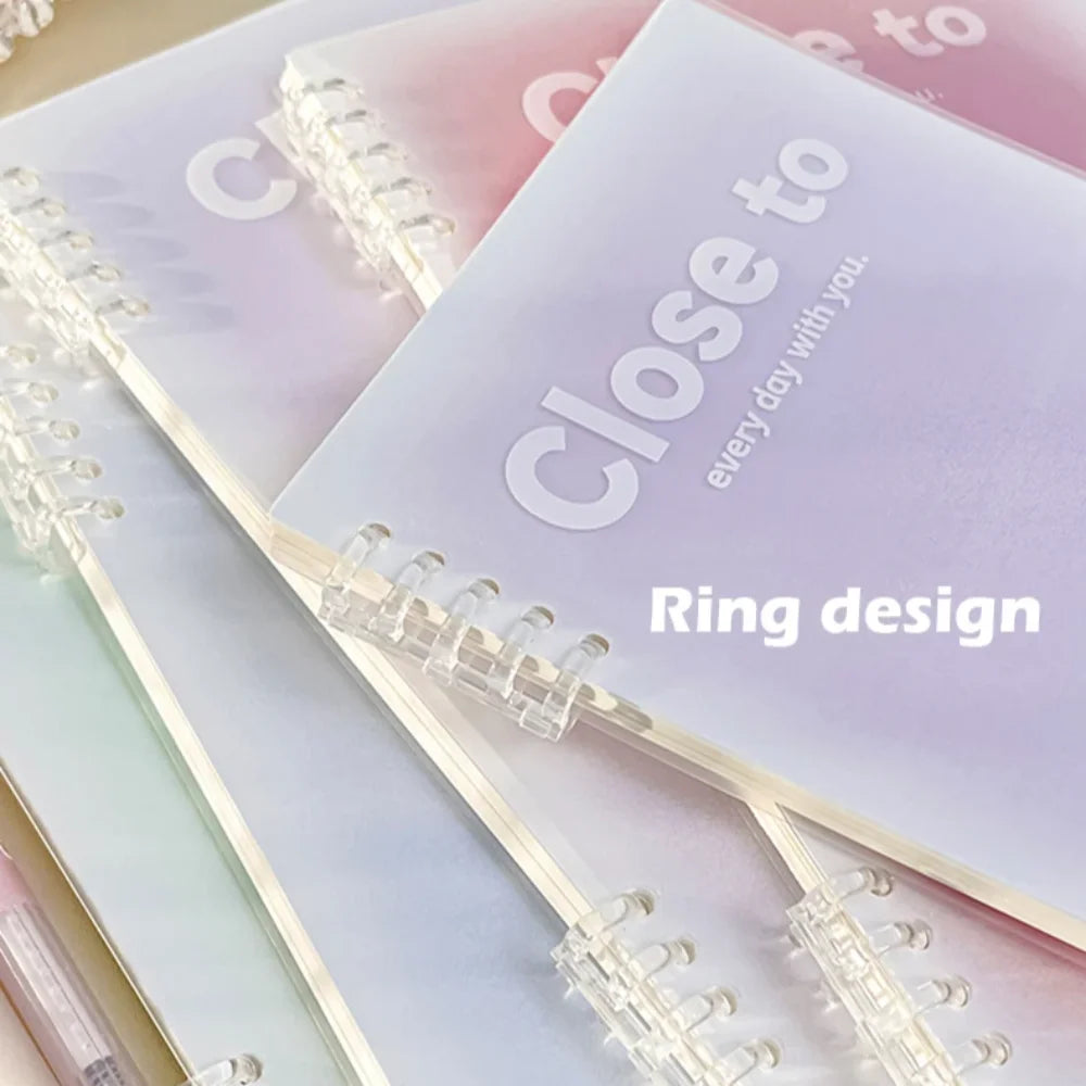 Simple Stationery A5/B5 Binder Notebook Horizontal Line Gradient Color Kawaii Loose-Leaf Notebook 60 Sheets PVC Cover Peaceful Pleasures Health and Wellness