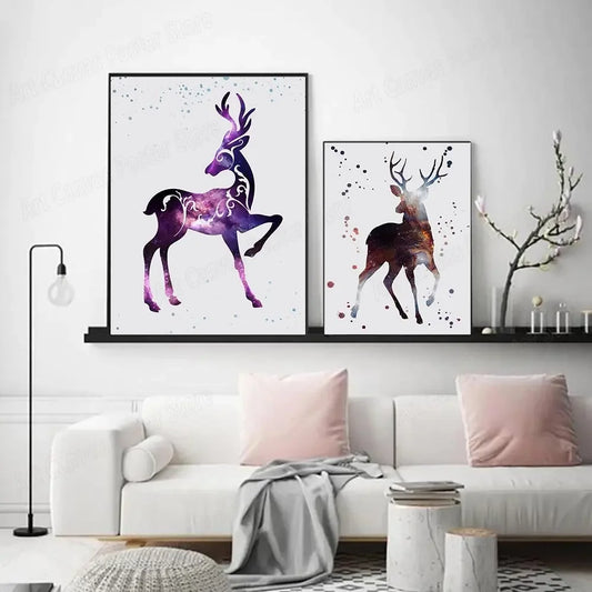 Abstract Animal Canvas Wall Art Print – Bird Elk Mermaid Butterfly Canvas Wall Art Print Peaceful Pleasures Health and Wellness