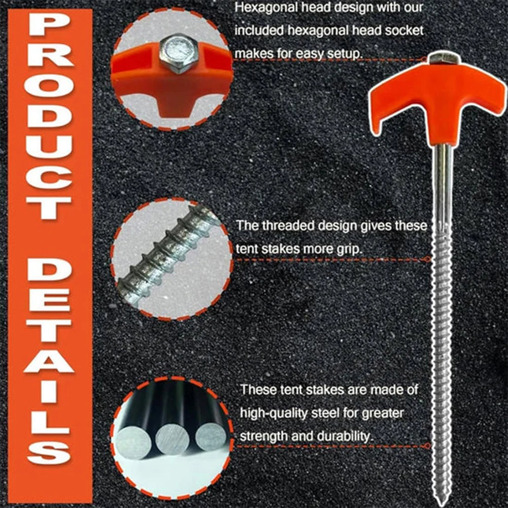 8Pcs Screw In Tent Stakes with Hex Socket Stakes Ground Anchors Camping Stakes Tent Ground Nail Screw in Camping Tent Pegs Peaceful Pleasures Health and Wellness