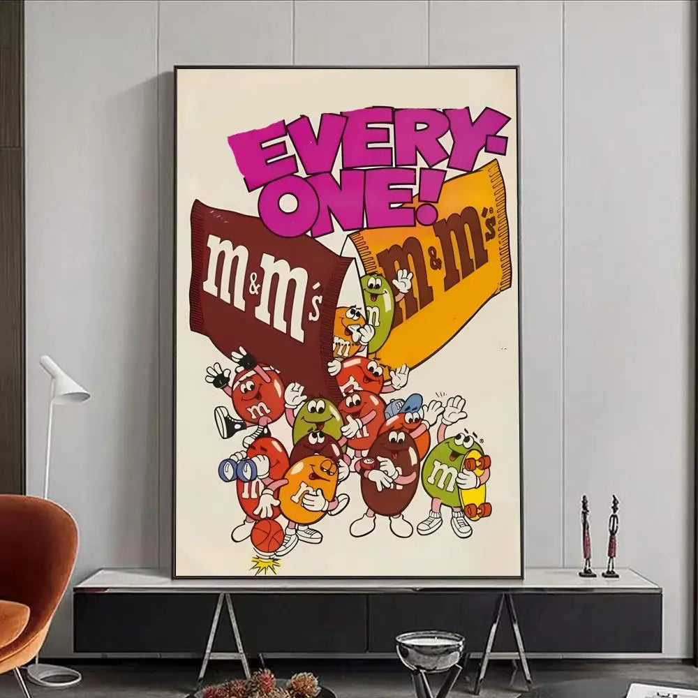 M&M's Candy HD Wall Art Poster – Self-Adhesive Waterproof PVC Wall Art Poster Peaceful Pleasures Health and Wellness Black8 15X20cmNoframe