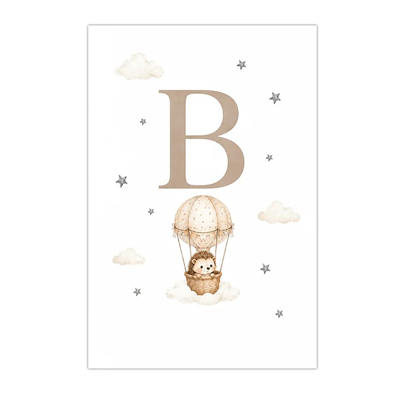 Custom Alphabet Wall Art Cute Animal Letter Canvas Painting Nursery Poster Print For Kids Room Wall Decor Peaceful Pleasures Health and Wellness B 50x70cm NoFrame China Mainland