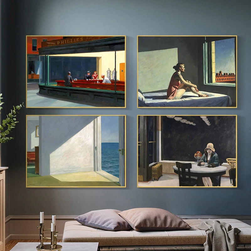 Edward Hopper Famous Realistic Master Art Poster Canvas Painting Nighthawks Life Landscape Wall Art Living Room Home Decorati Peaceful Pleasures Health and Wellness