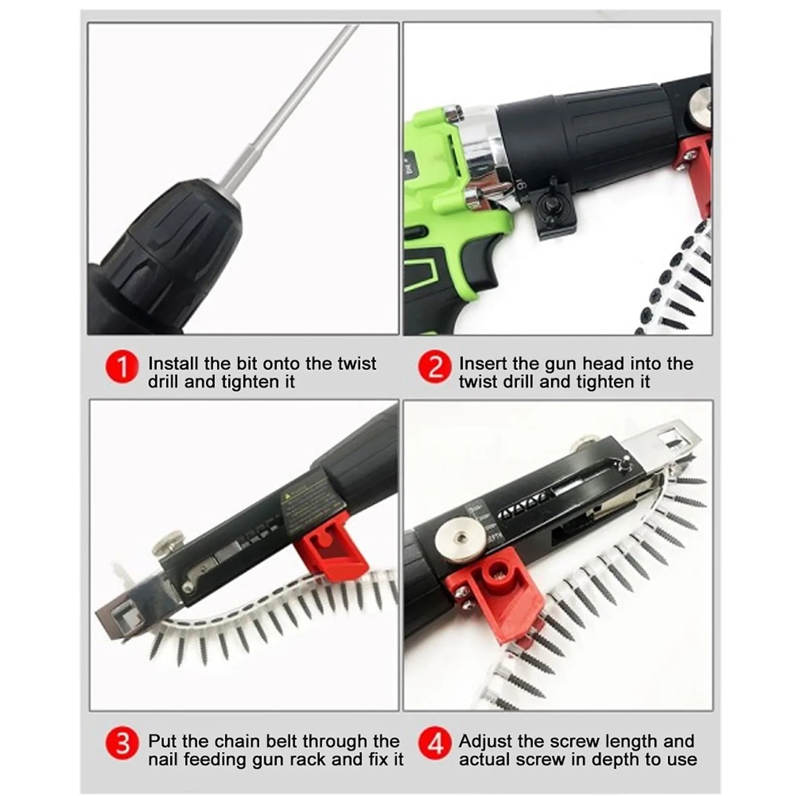 Automatic Screw Gun Automatic Chain Nail Gun Electric Drill Screw Tightening Equipment Woodworking Tool Automatic Chain Nail Gun Peaceful Pleasures Health and Wellness