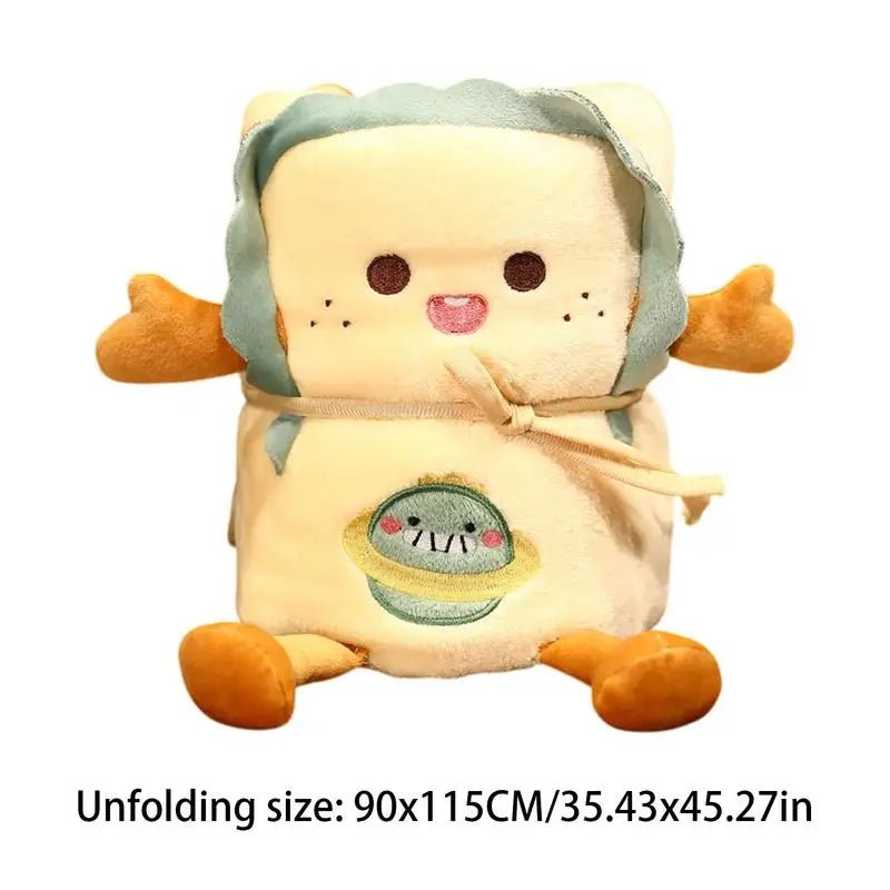 2-in-1 Cartoon Plush Pillow Blanket | Soft Kids Travel Throw