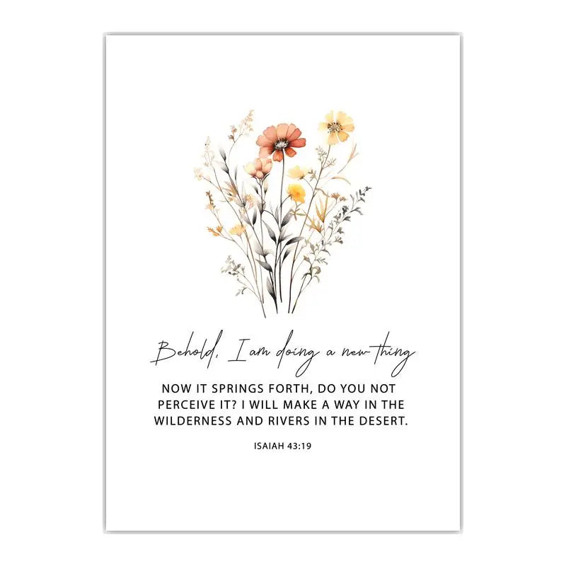 Christian Bible Verse Wall Art, Motivational Quote Flower Canvas Painting | Minimalist Poster for Living Room Bedroom Decor Peaceful Pleasures Health and Wellness 04 50x70cm NoFrame China Mainland