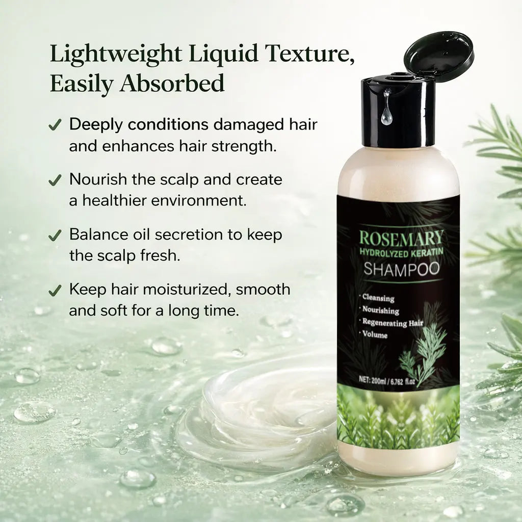 200ml Organic Rosemary Shampoo Hair Growth for Women and Men,Natural Thickening & Strengthening Shampoo with Hydrolyzed Keratin Peaceful Pleasures Health and Wellness