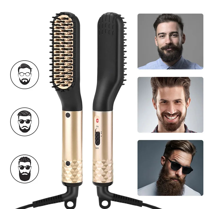 Electric Hot Comb Straightener Multifunctional Quick Heated Men Beard Care Brush Beard Anti-Scald Straightener Comb Hair Tools Peaceful Pleasures Health and Wellness