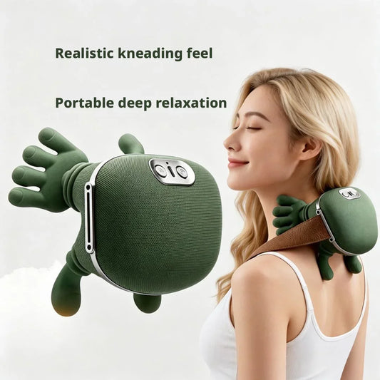 Neck Massager Portable Rechargeable Shoulder Cervical Massager Real Hand Kneading Soreness Relief Massager For Home Travel Peaceful Pleasures Health and Wellness