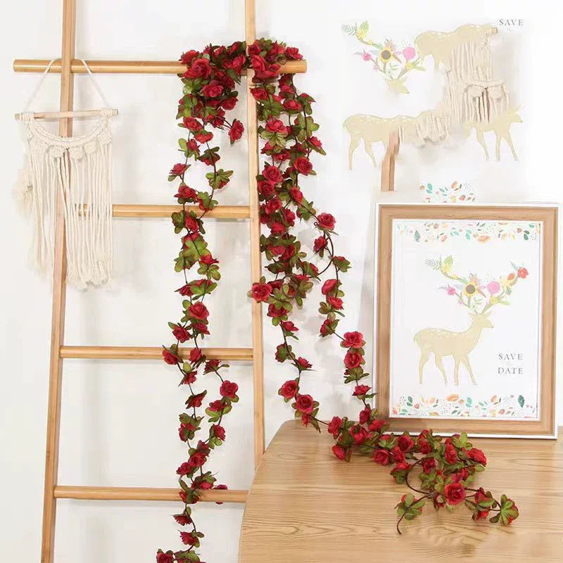 Artificial Silk Rose Vine Garland 2.4m | Wedding & Home Decor
