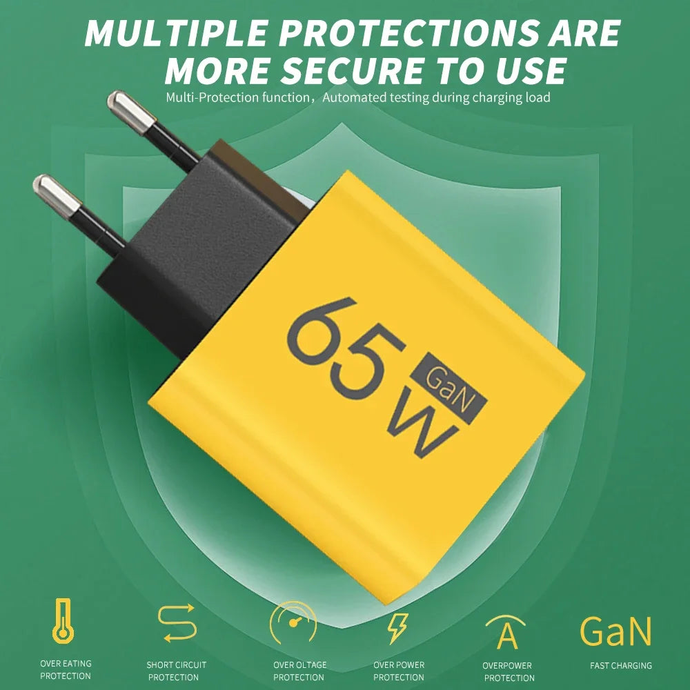 65W GaN USB-C Fast Charger | PD & QC | iPhone Samsung