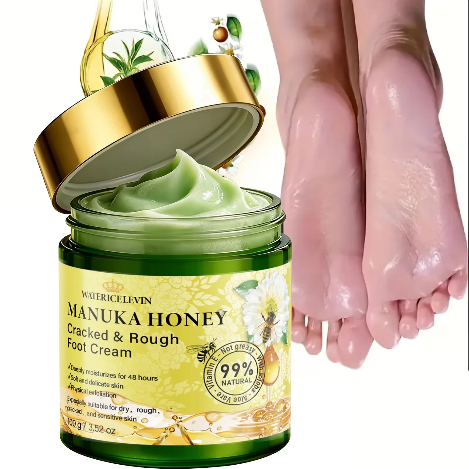 Manuka Honey Foot Cream – Hydrating & Softening, 100g Foot Care Cream Peaceful Pleasures Health and Wellness