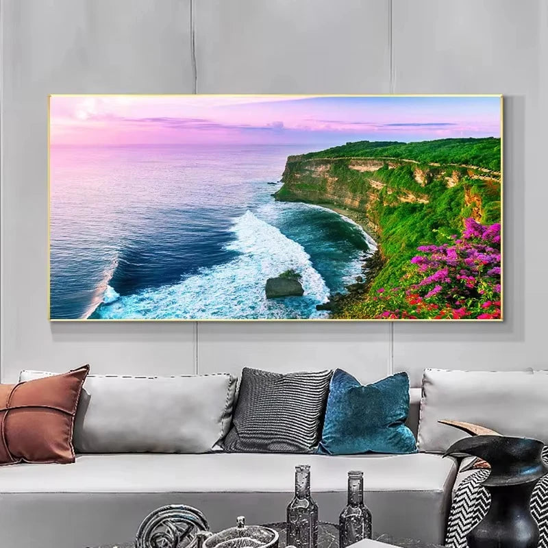 Nature Landscape Canvas Wall Art – Sunshine Forest Lake Print