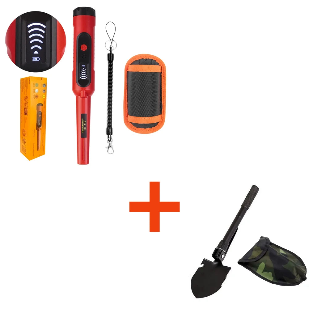 High Sensitivity Waterproof Metal Detector - 360° Scanning Adjustable Rod for Beach/Soil Hunting & Jewelry Pinpointing Peaceful Pleasures Health and Wellness with shovel