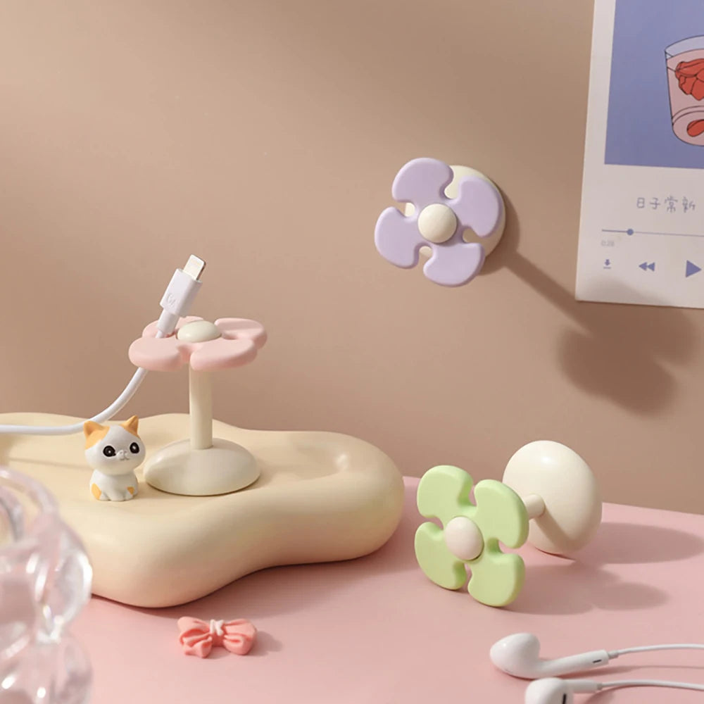 Flower Desktop Fixed Cable Organizer Silicone Wire Sorting Storage