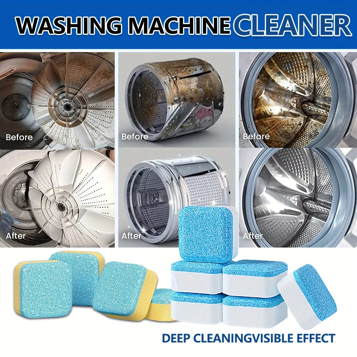 Washing Machine Cleaner Tablets 5/25/35 Count, Lemon Scent, Deep Cleaning, Dirt Remover, Clean Laundry Washer Drum and Tub Peaceful Pleasures Health and Wellness