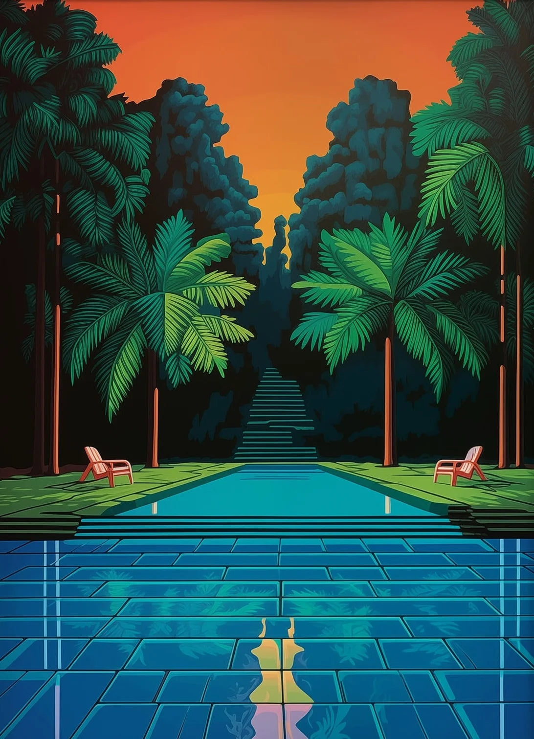 Vintage Hiroshi Nagai Pop Poster Retro 80's Beach Summer Pool Surrealism Canvas Painting Wall Art for Living Room Home Deco Peaceful Pleasures Health and Wellness 15 20x30cm Unframed