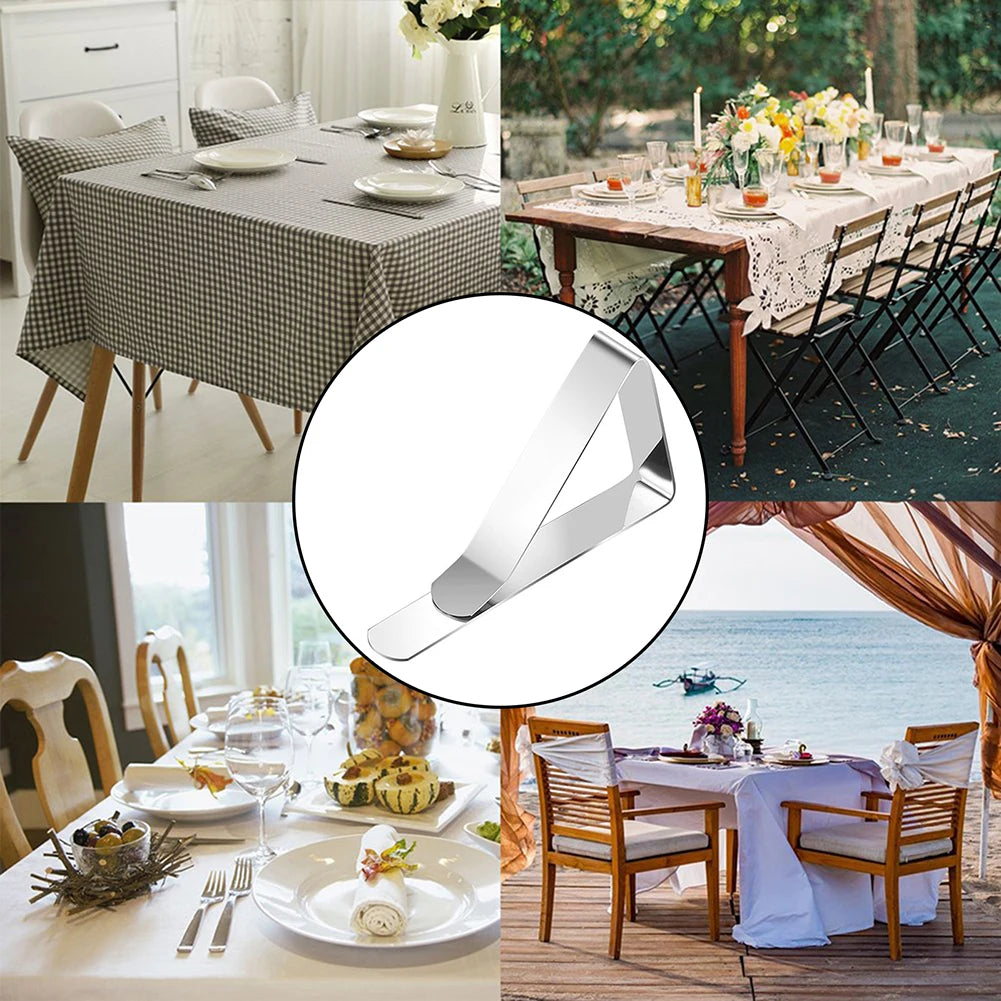 4/6/8Pcs Table Cloth Clips Stainless Steel Table Cloth Holding Clip Fits Up To 1.7” Thick Tables Windproof for Party Picnic BBQ Peaceful Pleasures Health and Wellness